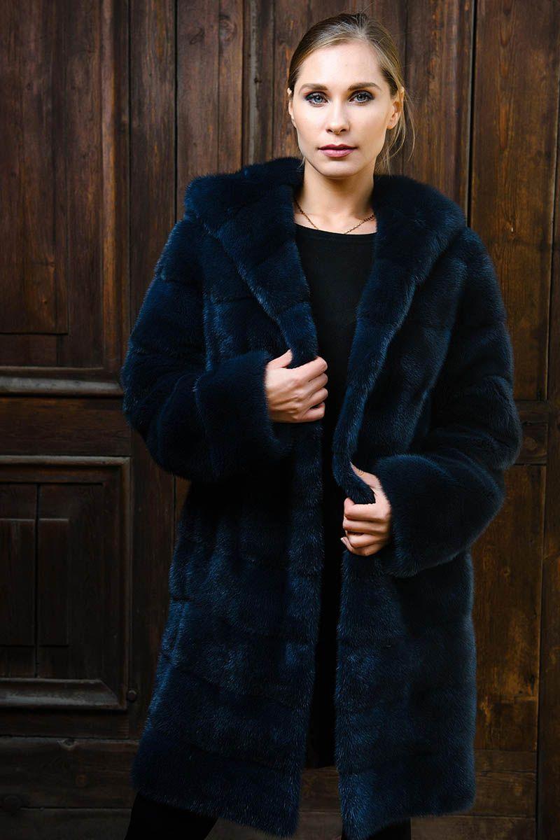 Норковая шуба с капюшоном фото
