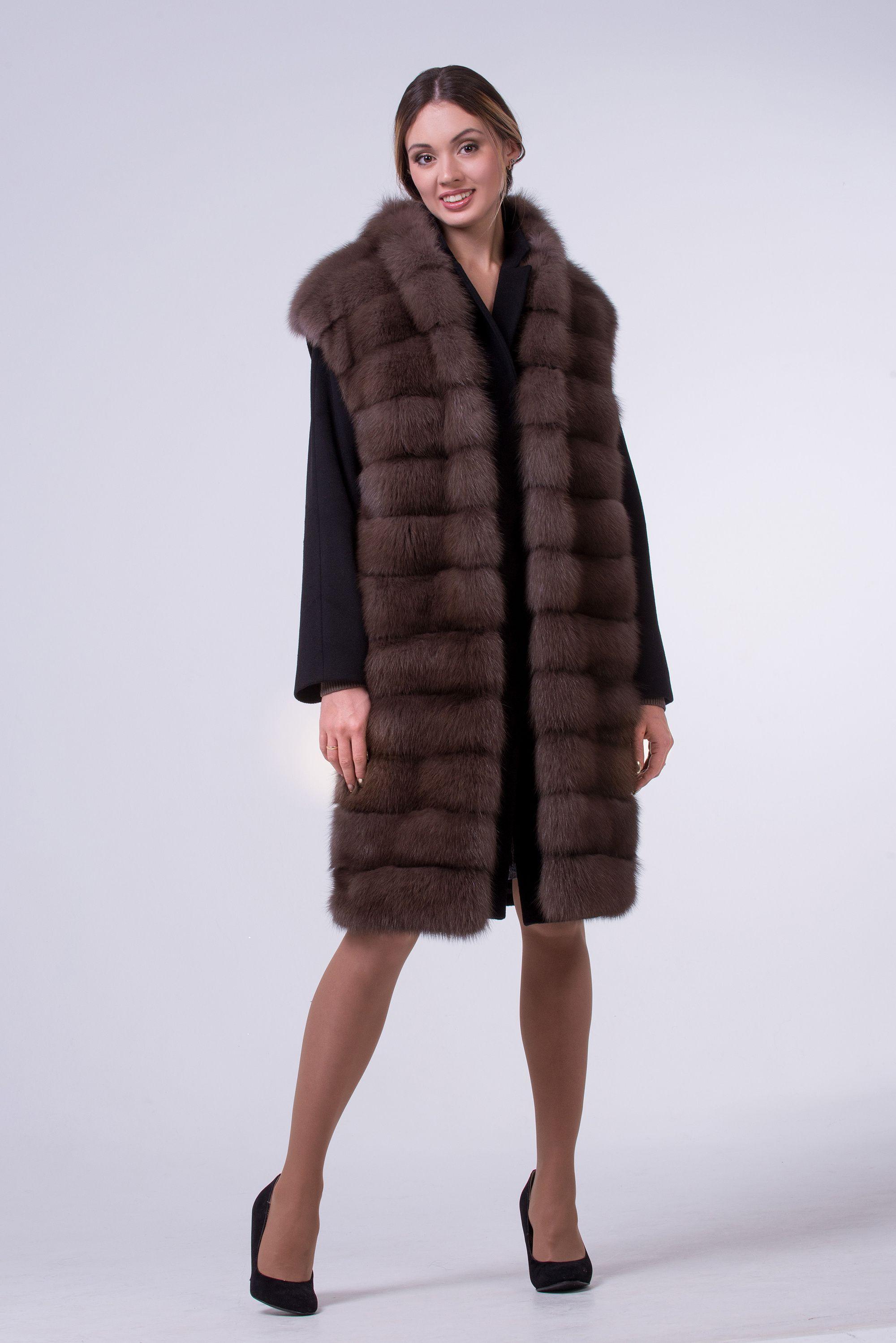 Двойка ( жилет из куницы +пальто из кашемира) фото