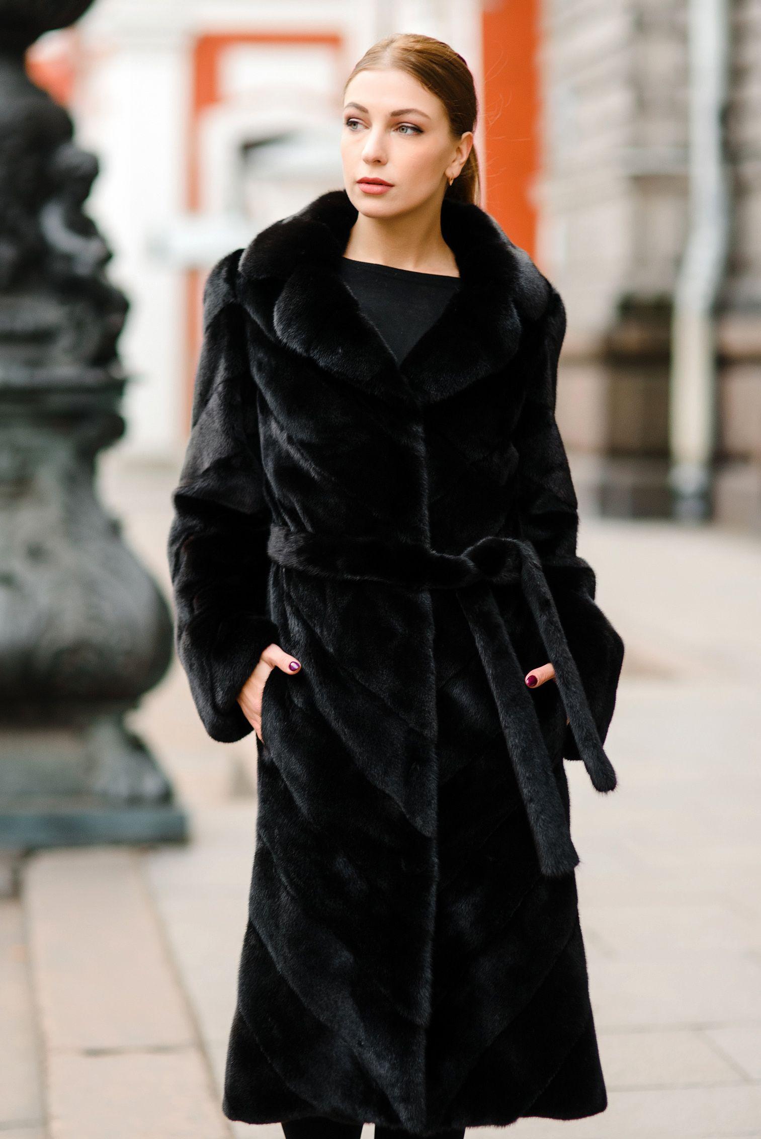 Норковая шуба с английским воротником фото