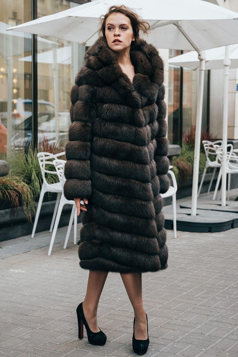 Шуба из соболя с капюшоном фото