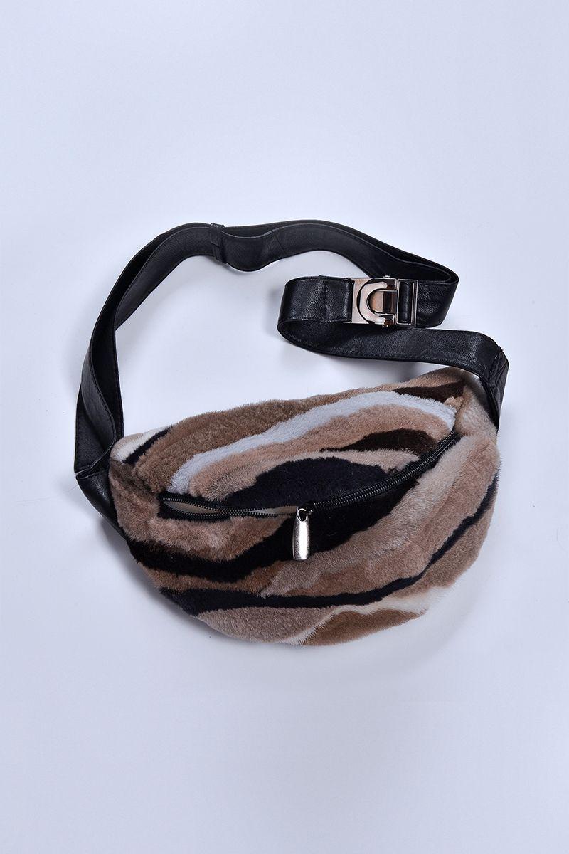 Сумка-пояс из натурального меха норки цветной фото