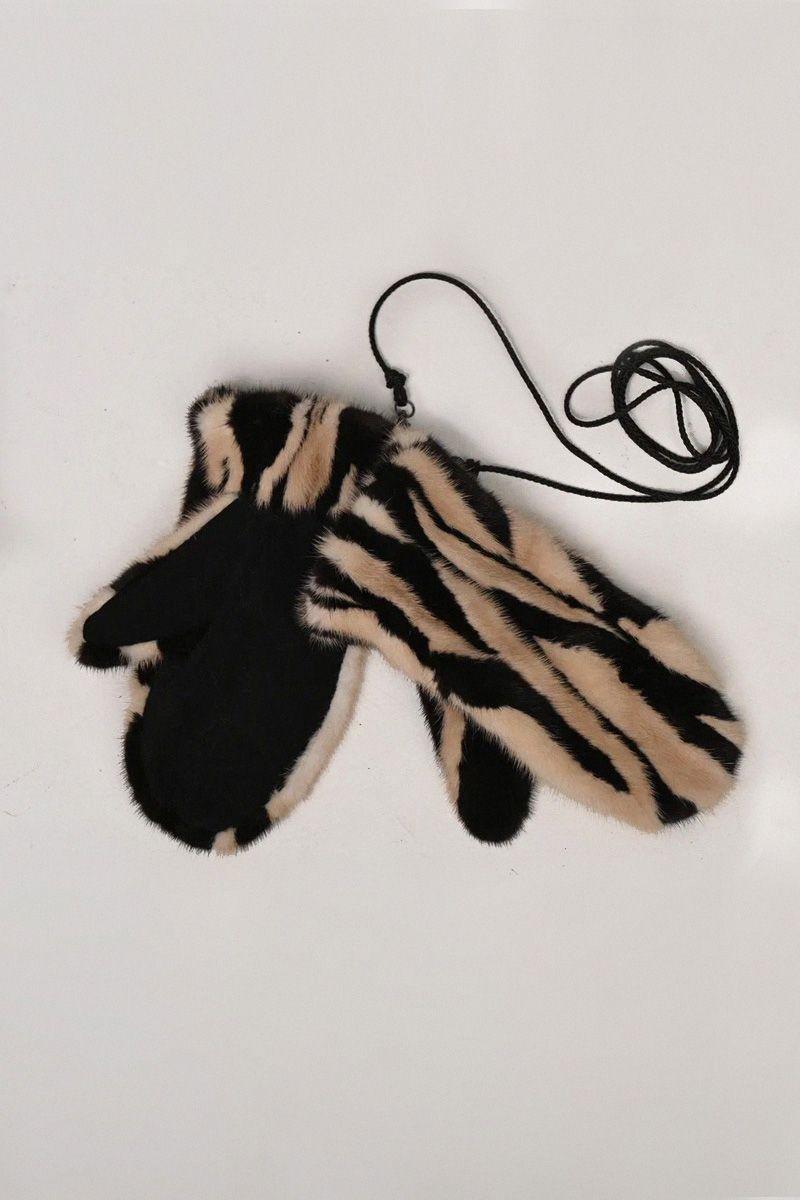 Варежки из  меха норки цвет карамель фото