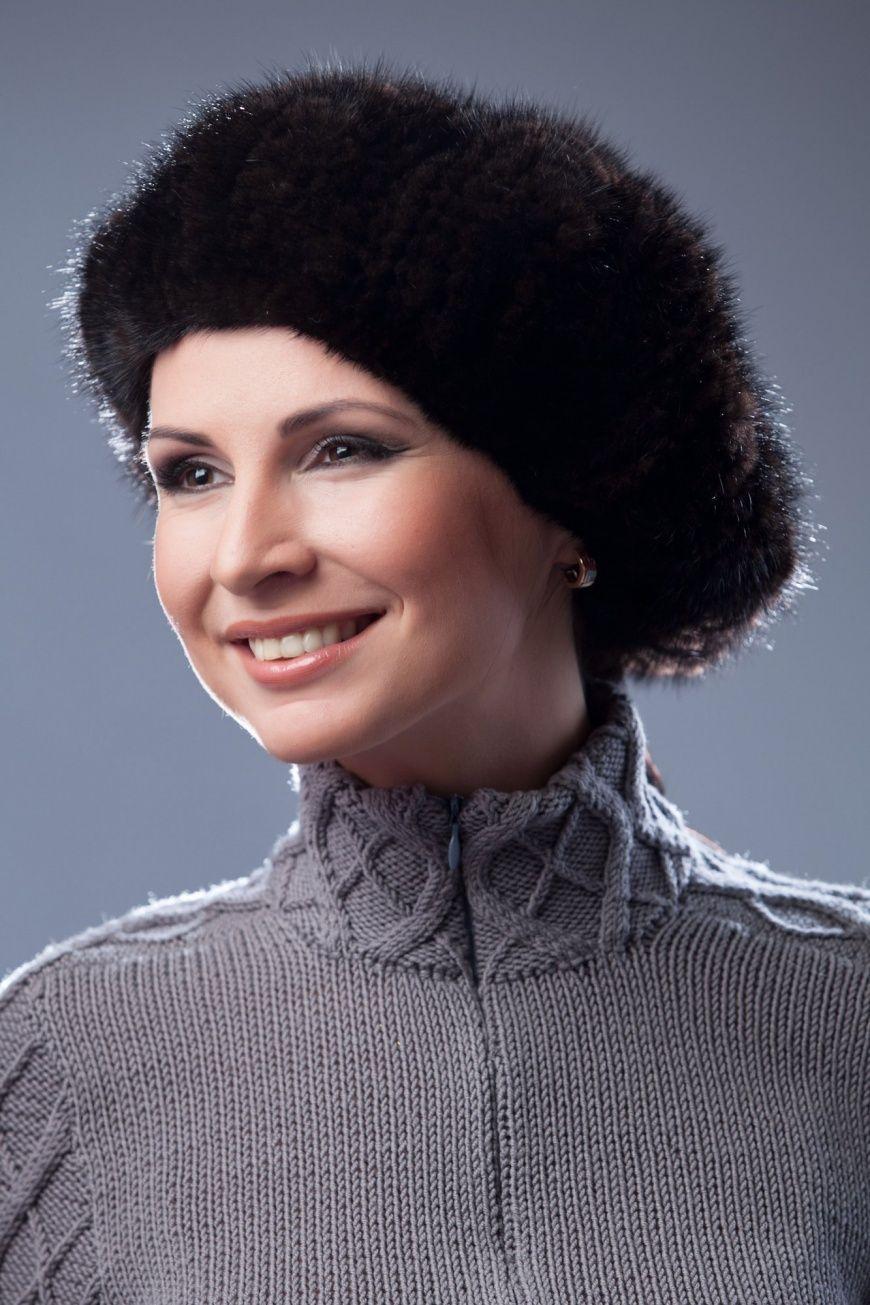 Головной убор вязаный из норки фото