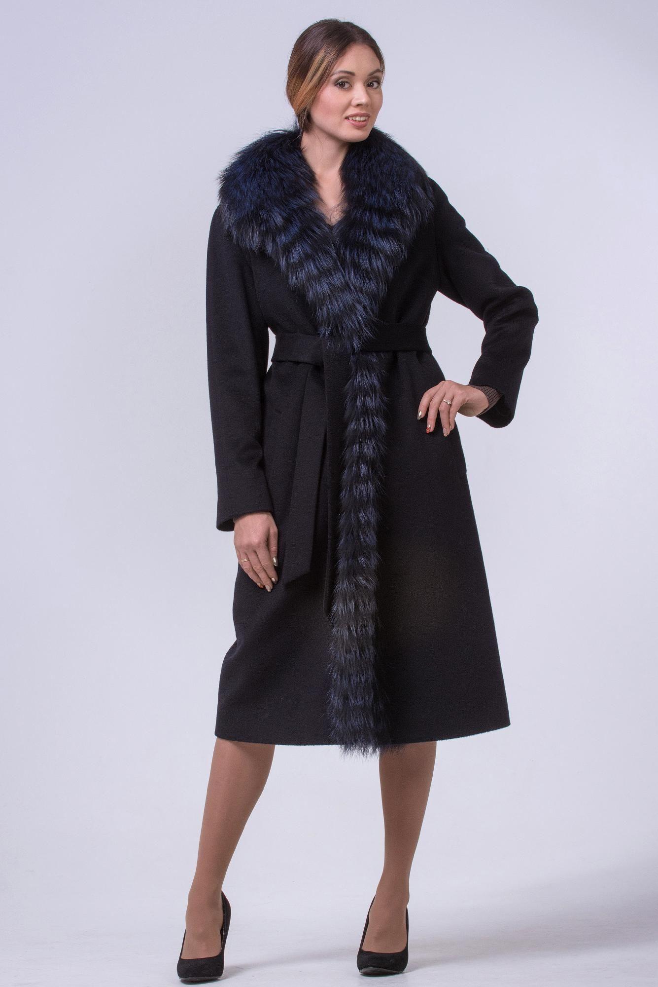 Пальто из кашемира с отделкой из лисы фото