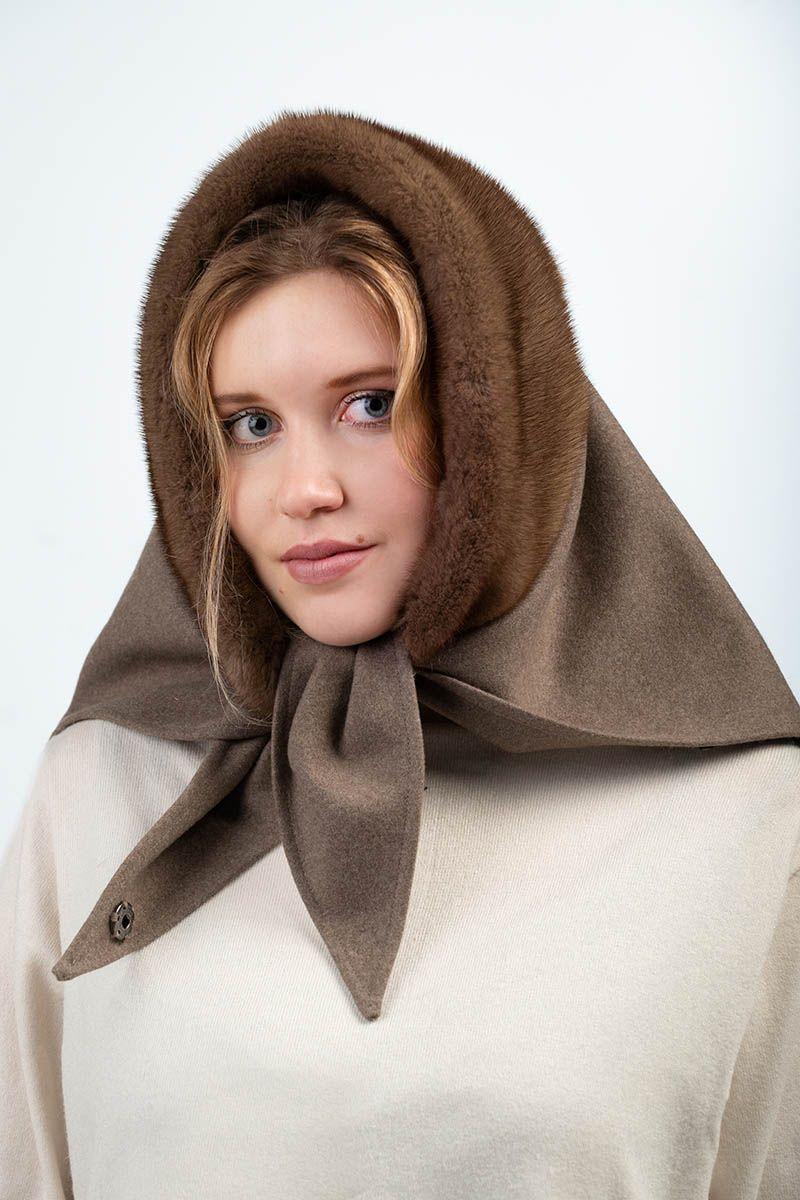 Косынка из кашемира и норки фото