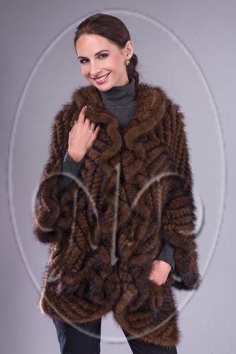 Вязаная накидка из норки фото