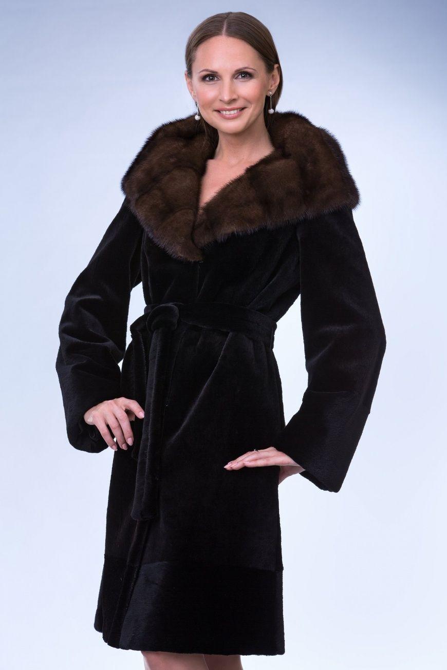 Шуба из бобра с капюшоном фото