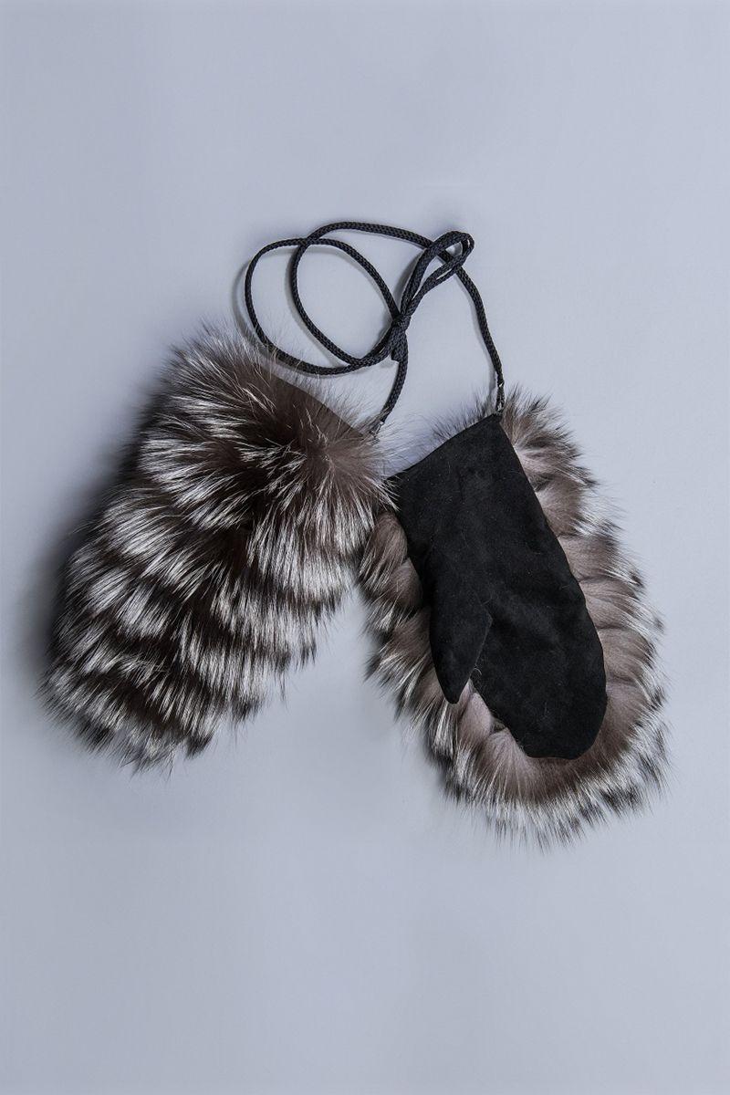 Рукавицы из черно-бурой лисы фото