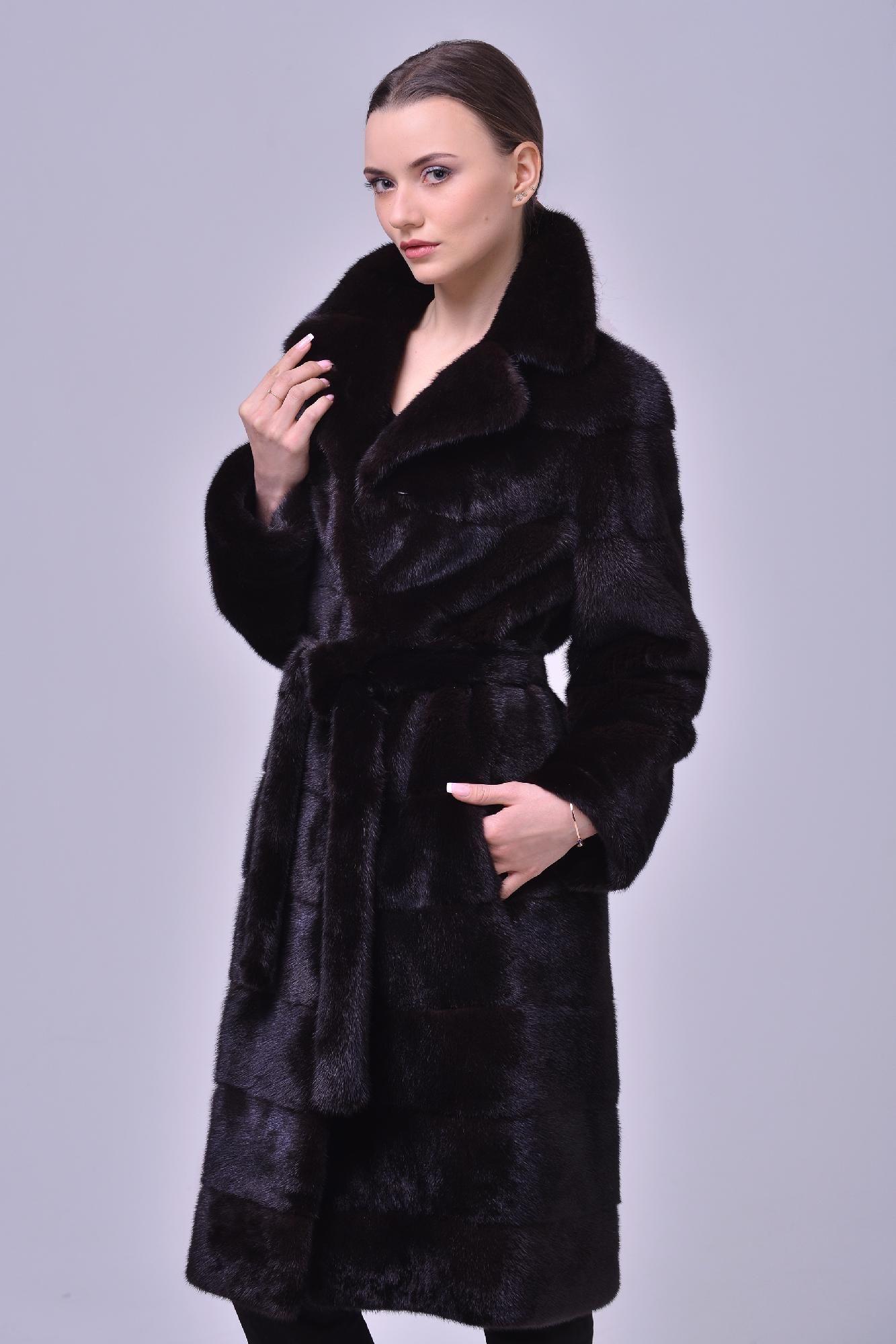 Норковая шуба с английским воротником фото