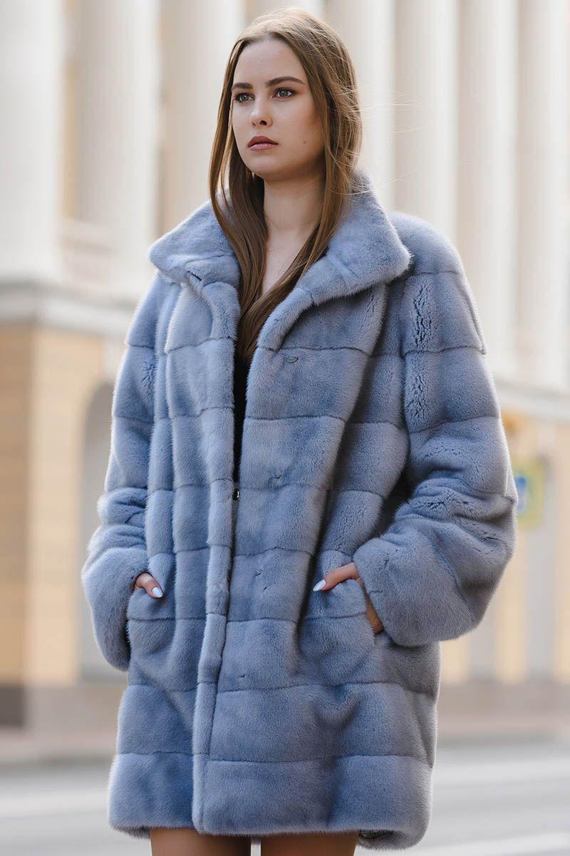 Шуба из норки с воротником стойка фото