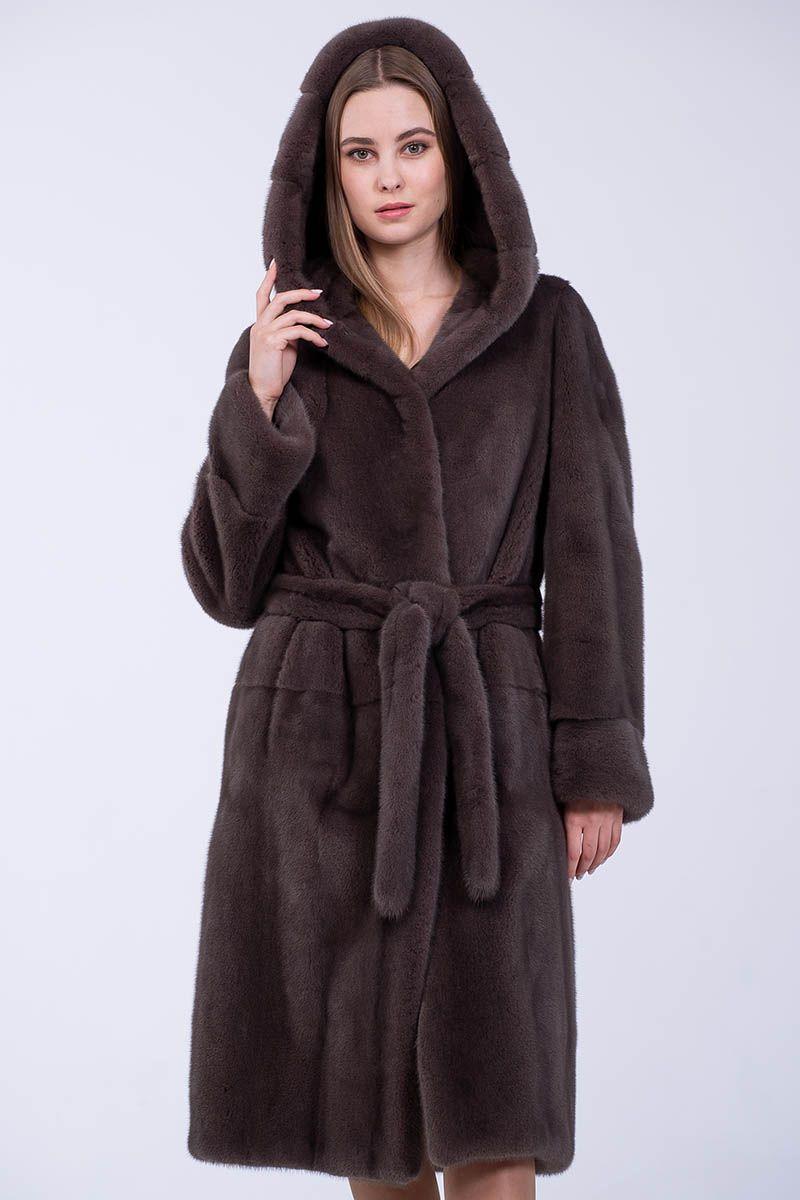 Норковая шуба с капюшоном фото