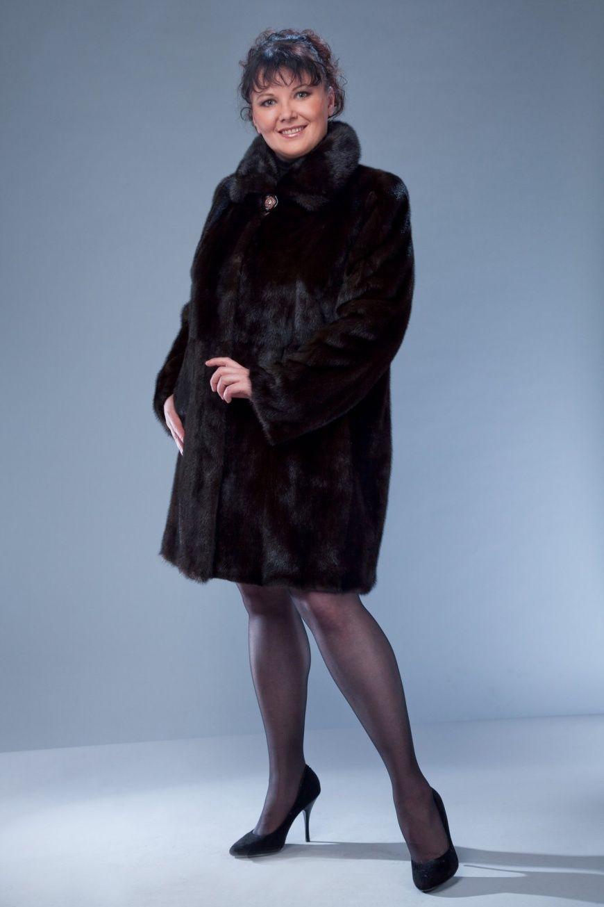 Шуба из норки c воротником апаш фото