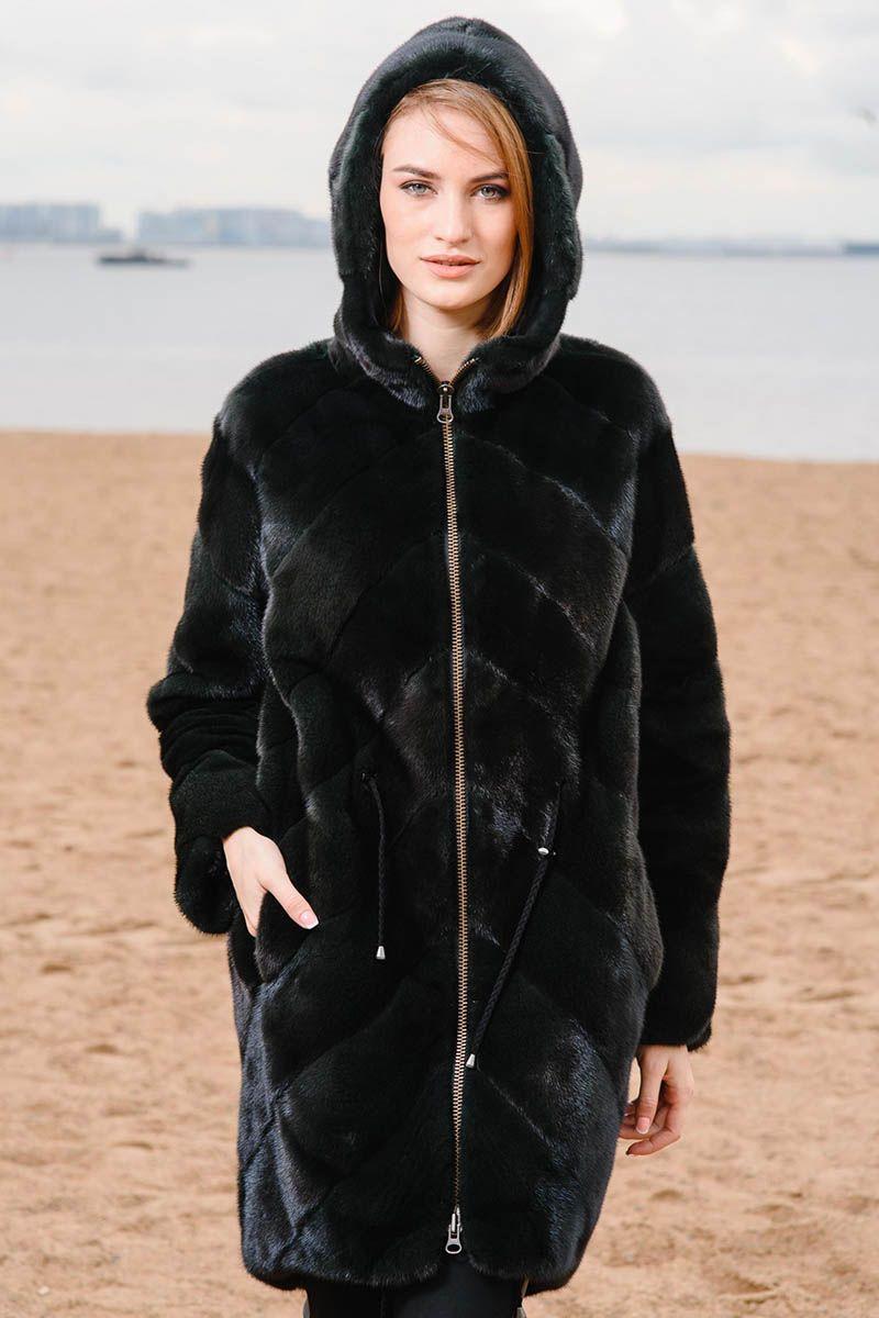 Парка из норки с капюшоном фото
