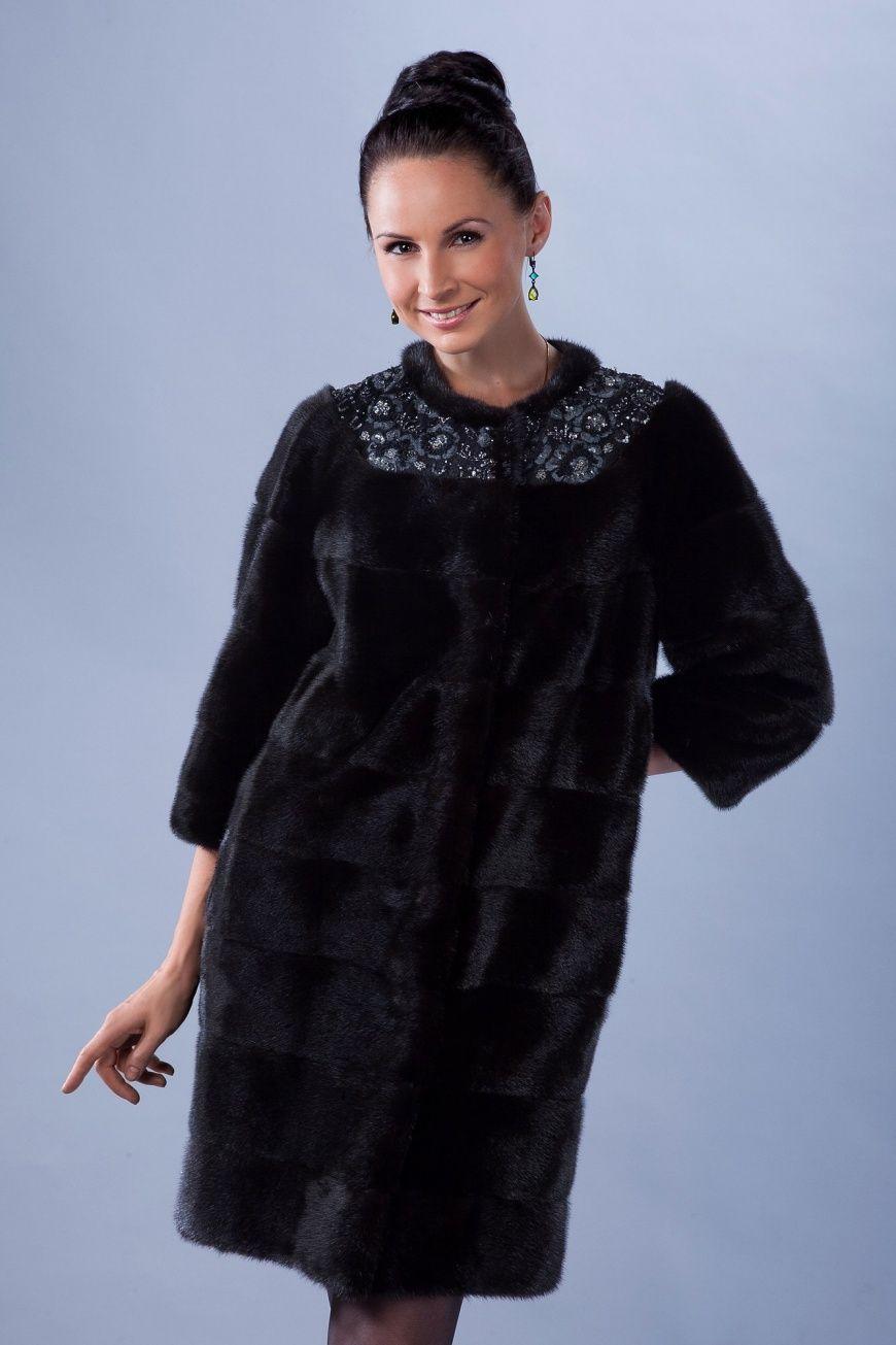 Пальто женское из  меха норки фото