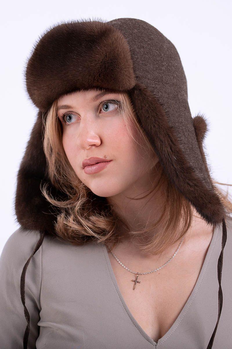 Ушанка с отделкой из меха норки фото Ушанка с отделкой из меха норки фото