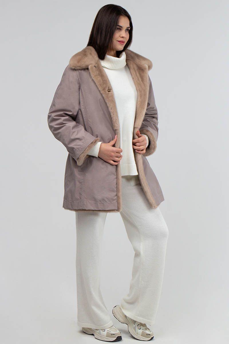 Пальто двусторонее из норки и плащевой ткани фото